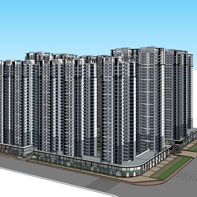 现代高层小区免费su模型(1)