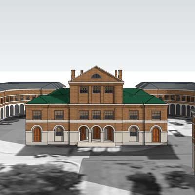 欧式沿街商业建筑免费su模型(1)