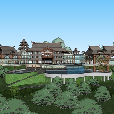中式房屋建筑免费su模型(1)