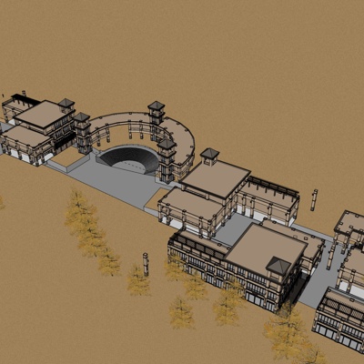 现代沿街商业建筑免费su模型(1)