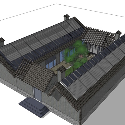 中式四合院免费su模型(1)