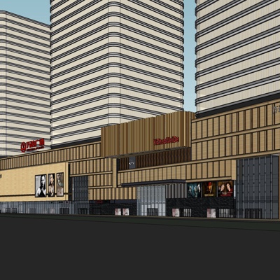 现代沿街商业建筑免费su模型(1)