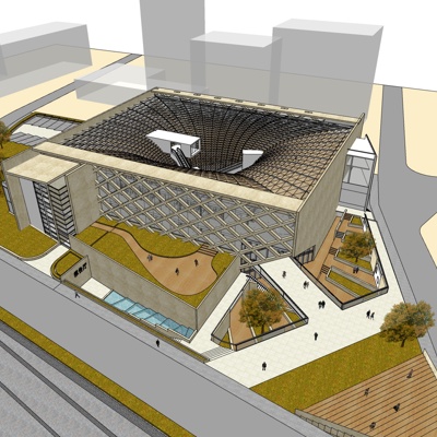 现代沿街商业建筑免费su模型(1)