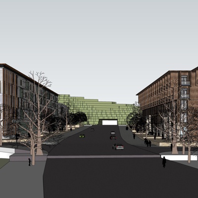 现代沿街商业建筑免费su模型(1)