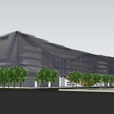现代沿街商业建筑免费su模型(1)