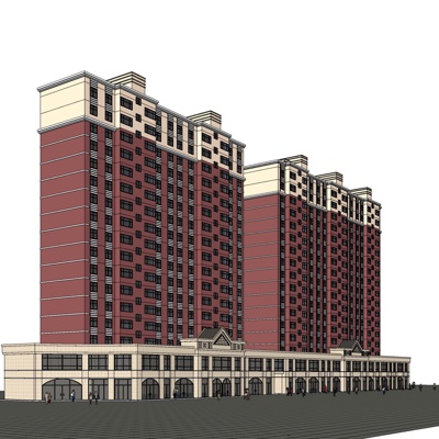 欧式沿街商业建筑免费su模型(1)
