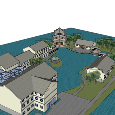 中式建筑免费su模型(1)