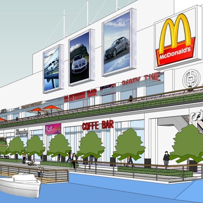 现代沿街商业建筑免费su模型(1)