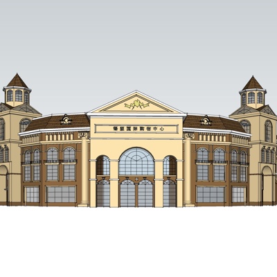 欧式沿街商业建筑免费su模型(1)