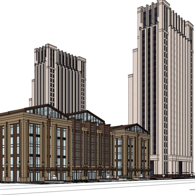 欧式沿街商业建筑免费su模型(1)