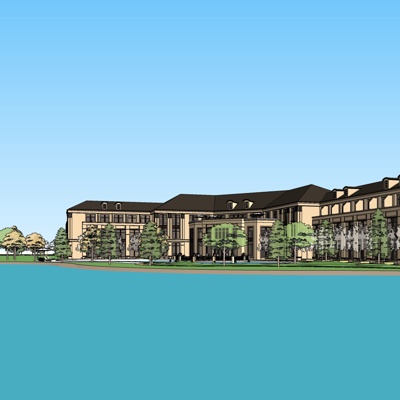 欧式沿街商业建筑免费su模型(1)