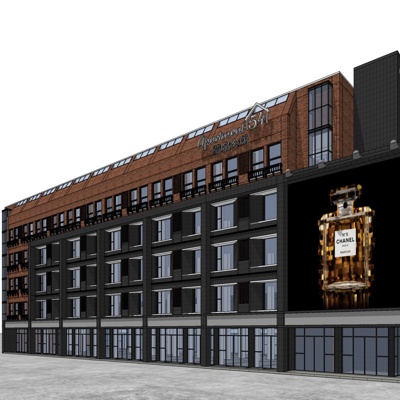 现代沿街商业建筑免费su模型(1)