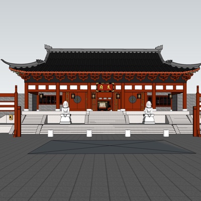 中式房屋建筑免费su模型(1)