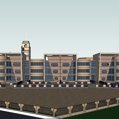现代沿街商业建筑免费su模型(1)