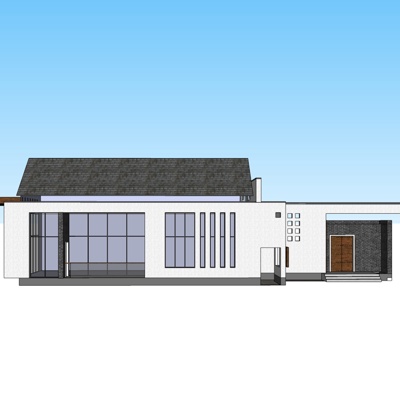 新中式建筑外观免费su模型(1)