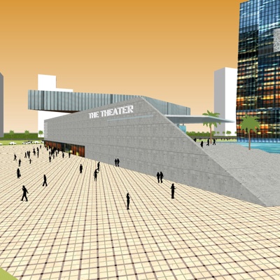 现代沿街商业建筑免费su模型(1)