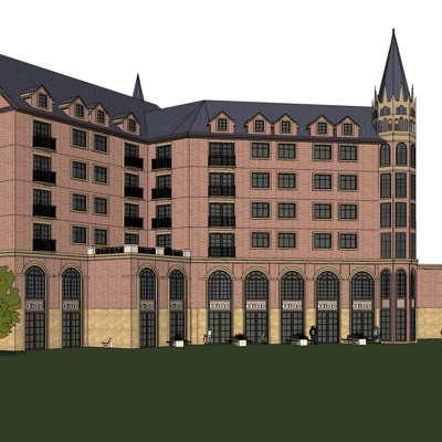 欧式沿街商业建筑免费su模型(1)