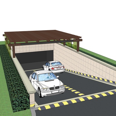 现代地下车库免费su模型(1)