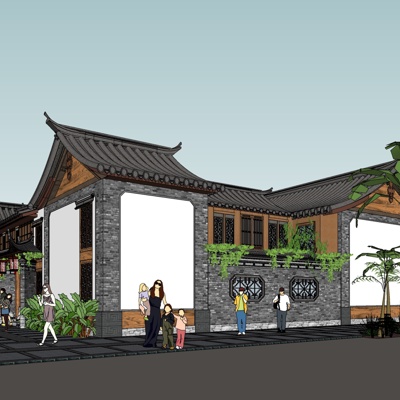 中式古建民房免费su模型(1)