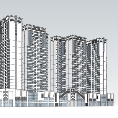 现代高层公寓免费su模型(1)