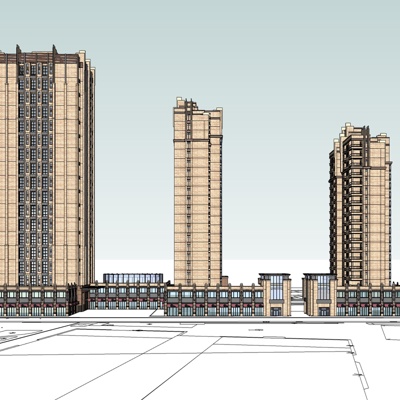 新古典商住综合楼免费su模型(1)