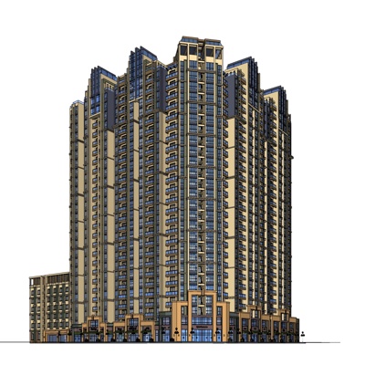 新古典商住综合楼免费su模型(1)