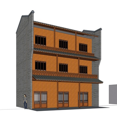 中式多层住宅免费su模型(1)
