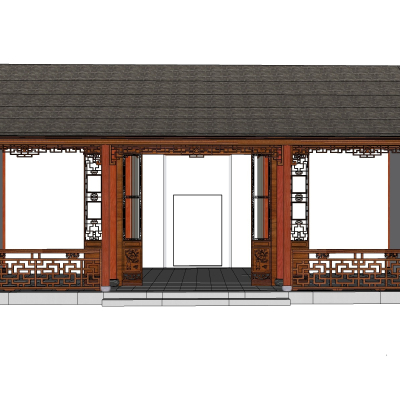中式房屋建筑免费su模型(1)