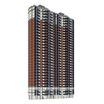 现代高层住宅外观免费su模型(1)