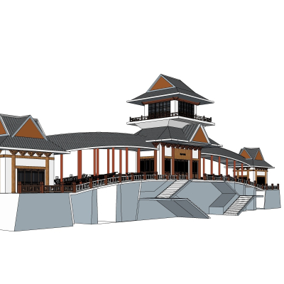 东南亚房屋建筑免费su模型(1)