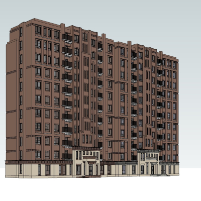 新古典高层住宅外观免费su模型(1)