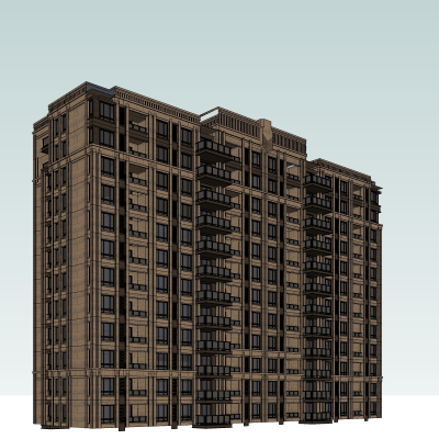 新古典高层住宅外观免费su模型(1)