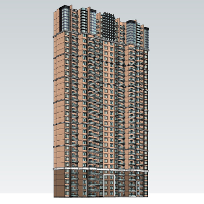 新古典高层公寓楼免费su模型(1)