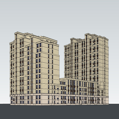 新古典公寓楼免费su模型(1)