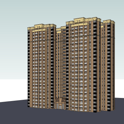 新古典高层公寓楼免费su模型(1)