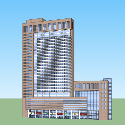 现代高层住宅外观免费su模型(1)