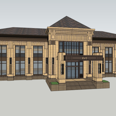 欧式会所外观免费su模型(1)