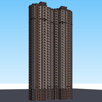 新古典高层公寓楼免费su模型(1)