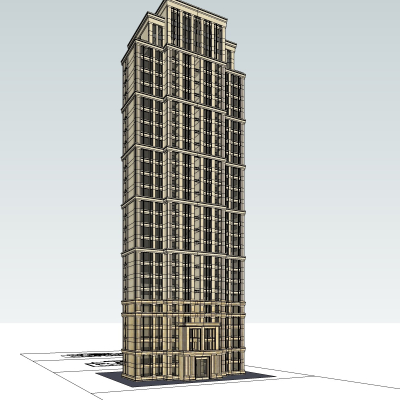 新古典高层公寓楼免费su模型(1)