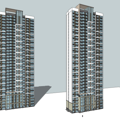 现代高层住宅外观免费su模型(1)