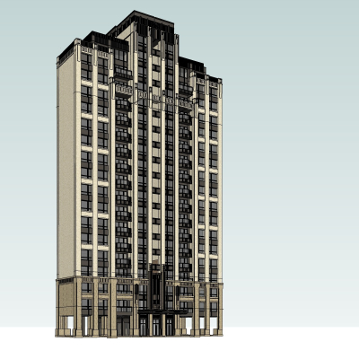 新古典高层公寓楼免费su模型(1)