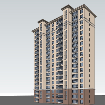 现代高层公寓楼免费su模型(1)
