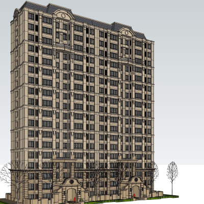 欧式高层公寓楼免费su模型(1)
