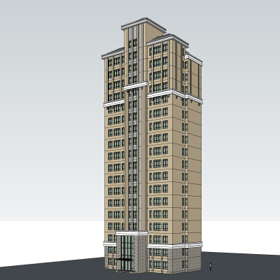 欧式高层公寓楼免费su模型(1)
