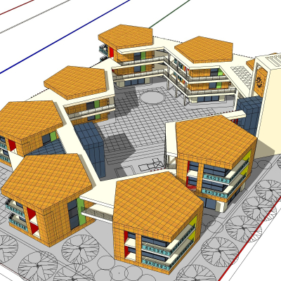 现代幼儿园教学楼免费su模型(1)