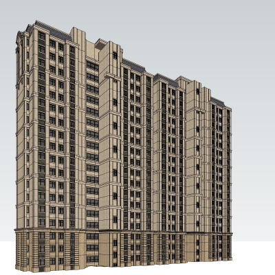 新古典高层公寓楼免费su模型(1)
