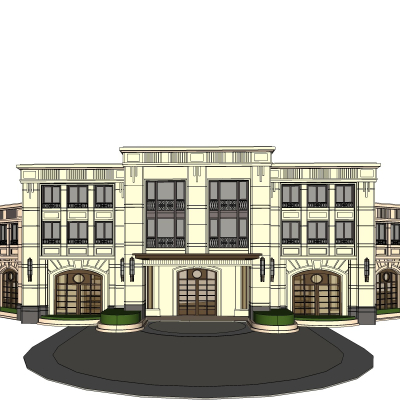 欧式沿街商业建筑免费su模型(1)