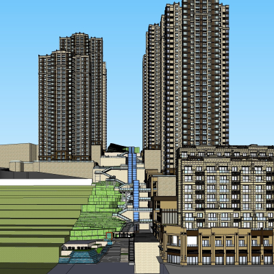 新古典高层公寓楼免费su模型(1)