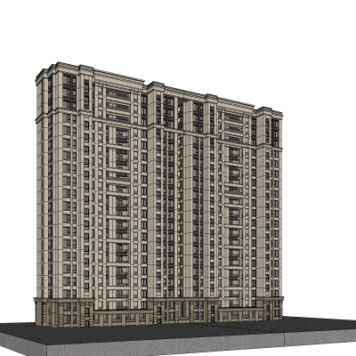 新古典高层住宅外观免费su模型(1)