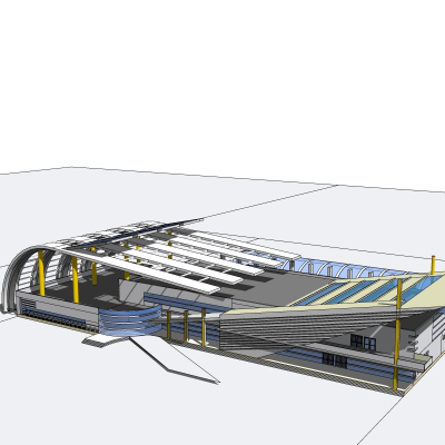 现代高铁站设计免费su模型(1)
